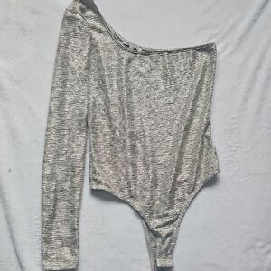 Silver One-Shoulder Bodysuit